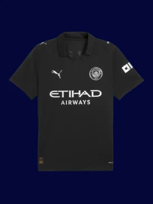 Haaland Manchester City away jersey front 25/26, high-quality breathable fan gear.