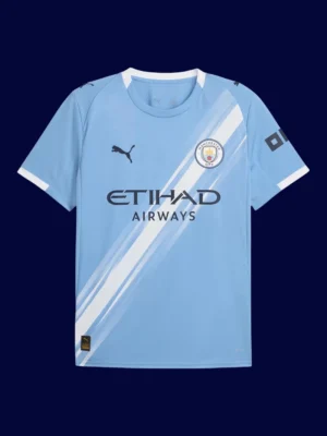 Haaland Manchester City home blue jersey front 25/26, high-quality breathable fan gear.