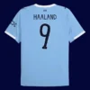 Haaland Manchester City home blue jersey back 25/26 with #9, high-quality breathable design.