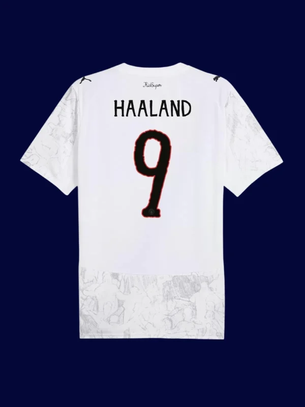 Haaland Manchester City kid super jersey back 25/26 with #9, high-quality breathable design.