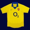 Henry Arsenal away yellow retro jersey front 03/04, high-quality breathable fan gear.