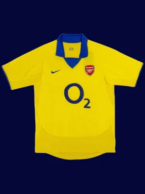 Henry Arsenal away yellow retro jersey front 03/04, high-quality breathable fan gear.