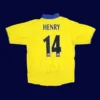 Henry Arsenal away yellow retro jersey back 03/04 with #14, high-quality breathable design.
