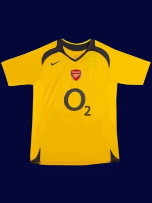 Henry Arsenal away yellow retro jersey front 05/06, high-quality breathable fan gear.