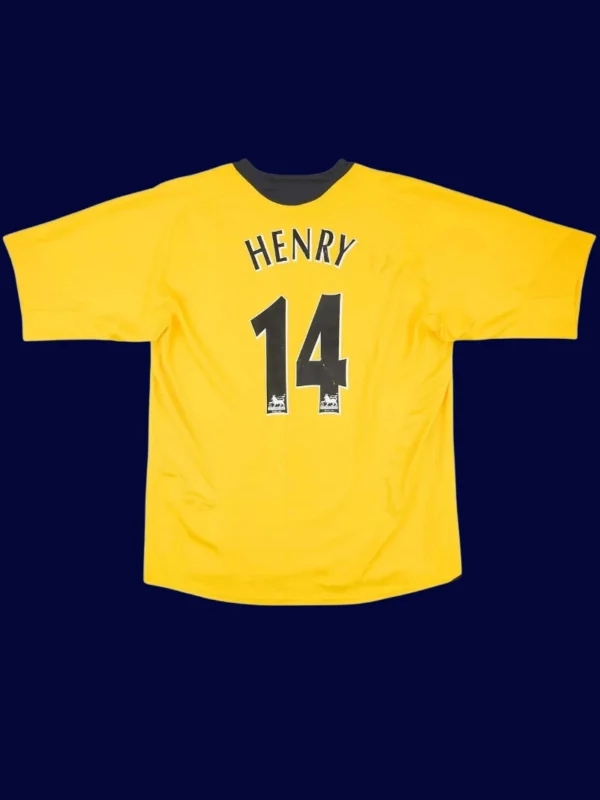 Henry Arsenal away yellow retro jersey back 05/06 with #14, high-quality breathable design.