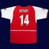 Henry Arsenal home red retro jersey back 02/04 with #14, high-quality breathable design.