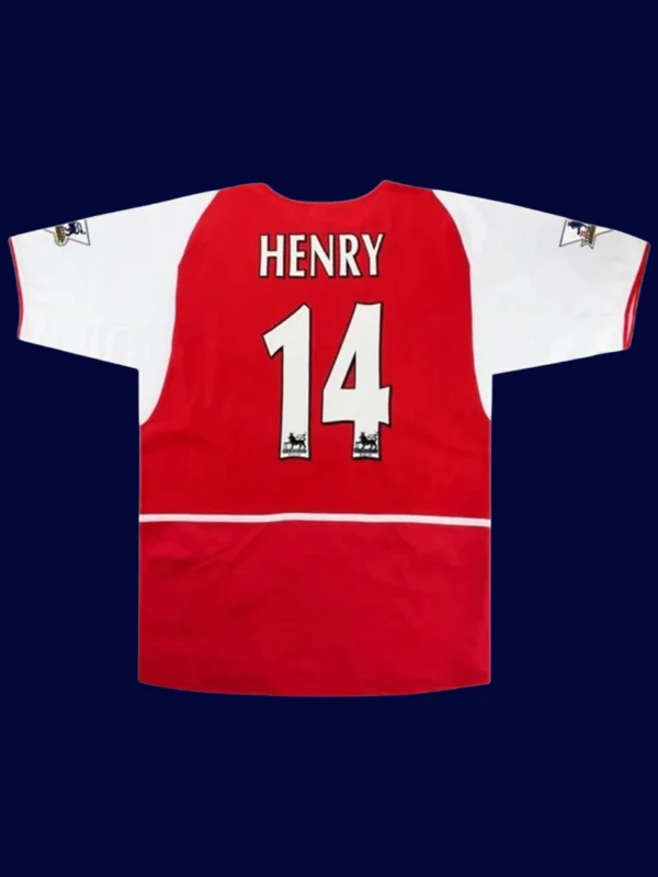 Henry Arsenal home red retro jersey back 02/04 with #14, high-quality breathable design.