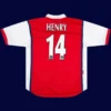 Henry Arsenal home red retro jersey back 98/99 with #14, high-quality breathable design.