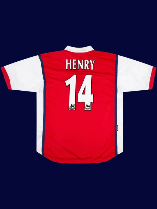 Henry Arsenal home red retro jersey back 98/99 with #14, high-quality breathable design.
