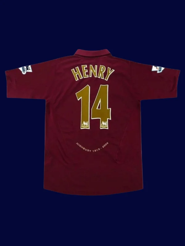 Henry Arsenal home retro jersey back 05/06 with #14, high-quality breathable design.
