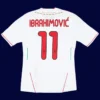 Ibrahimović AC Milan away white retro jersey back 11/12 with #11, high-quality breathable design.