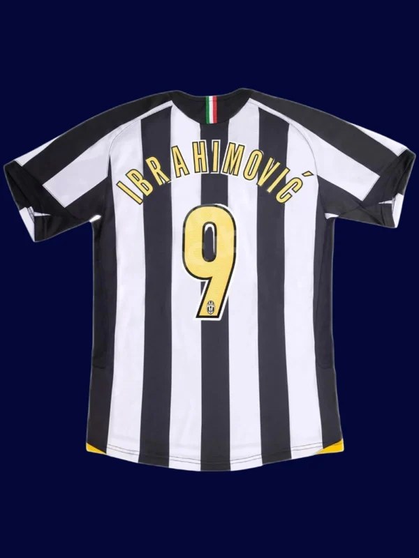 Ibrahimović Juventus home retro jersey back 05/06 with #9, high-quality breathable design.