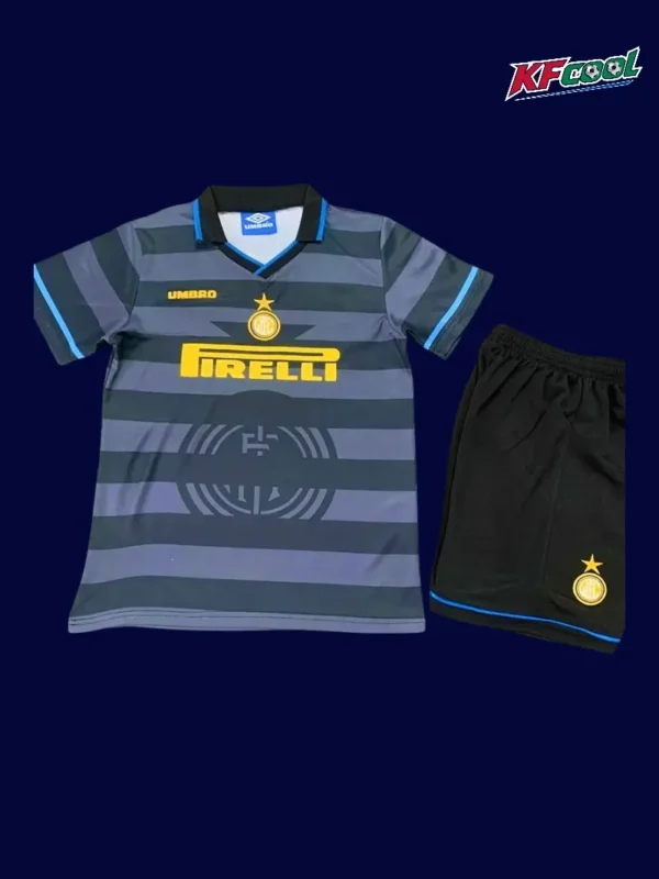 Inter Milan 1997 98 kids away retro jersey front with alternate colors child friendly sizing
