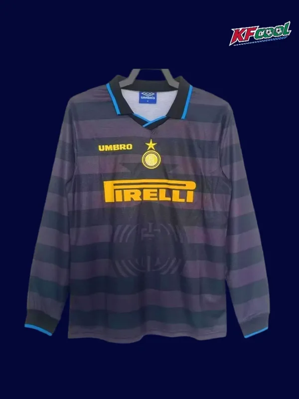 Inter Milan 1997 98 away classic retro long sleeve jersey front with vintage away colorway