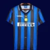 Inter Milan 1997 98 home classic retro jersey front with iconic black blue stripes