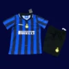 Inter Milan 1997 98 kids home retro jersey front with child sizing and classic stripes