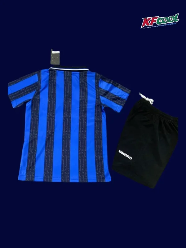 Inter Milan 1997 98 kids home retro jersey back with soft rear fabric and easy print area