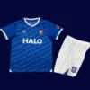 Ipswich Town Home Blue Kids Kits 25/26 front with mini crest and youth fit.