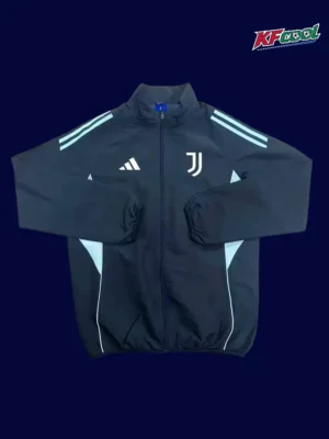 Juventus 25 26 black windbreaker front fans version with sleek design
