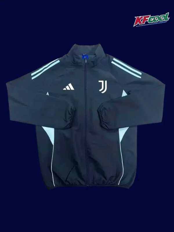 Juventus 25 26 black windbreaker front fans version with sleek design