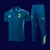 Juventus Lake blue Polo Tracksuit 2526 Fans Version1 - KFCool – Football Jerseys & Soccer Kits Store Juventus lake blue polo tracksuit 25/26 fans version front view