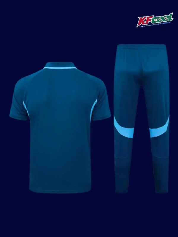 Juventus Lake blue Polo Tracksuit 2526 Fans Version2 - KFCool – Football Jerseys & Soccer Kits Store Juventus 25/26 lake blue polo tracksuit back view