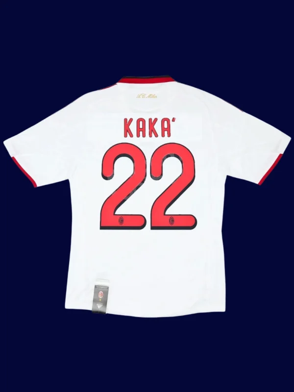 Kaka 22 AC Milan Away White Retro Jersey 0910B - KFCool – Football Jerseys & Soccer Kits Store Kaka AC Milan away white retro jersey back 09/10 with #22, high-quality breathable design.