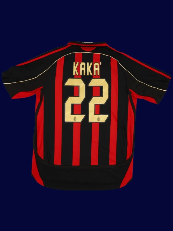 Kaka AC Milan home retro jersey back 06/07 with #22, high-quality breathable design.