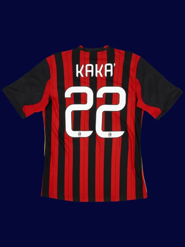 Kaka AC Milan home retro jersey back 13/14 with #22, high-quality breathable design.