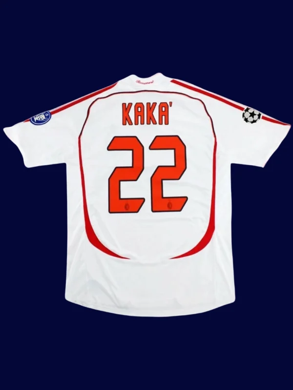 Kaka AC Milan UCL final away retro jersey back 06/07 with #22, high-quality breathable design.