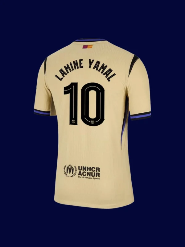 Lamine Yamal Barcelona away player jersey back 25/26 UCL with #10, breathable high-quality design.