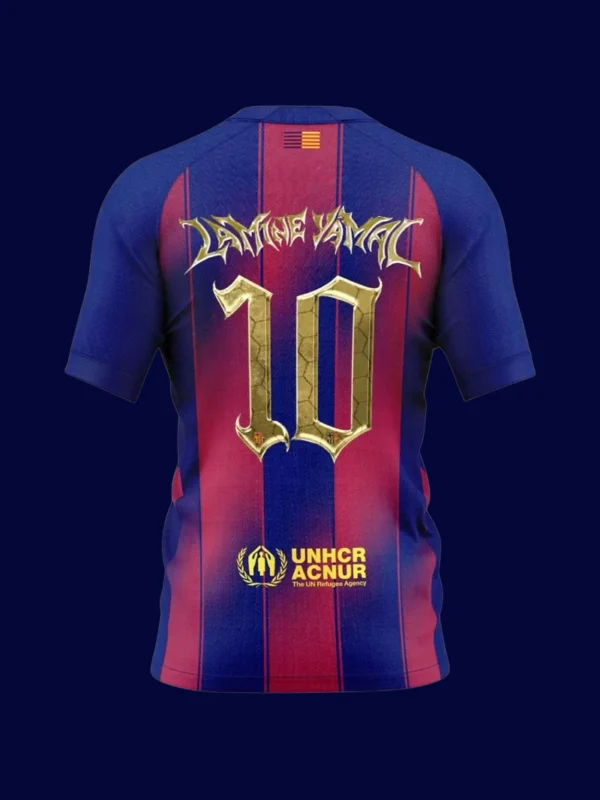 Lamine Yamal Barcelona home jersey back 25/26 Kopa Trophy Edition with #10, breathable high-quality design.
