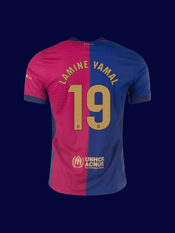 Lamine Yamal 19 Barcelona Home Jersey 2425 Player2 - KFCool – Football Jerseys & Soccer Kits Store Lamine Yamal Barcelona home player jersey back 24/25 with #19, breathable high-quality design.