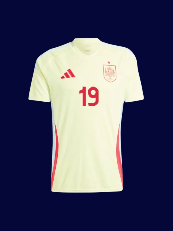 Lamine Yamal Spain away jersey front 2024, high-quality breathable fan gear.