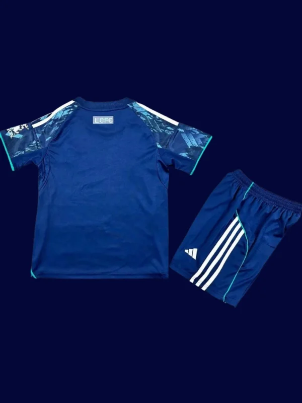 Leicester City Away Kids Kits 25/26 back showing printed number panel.