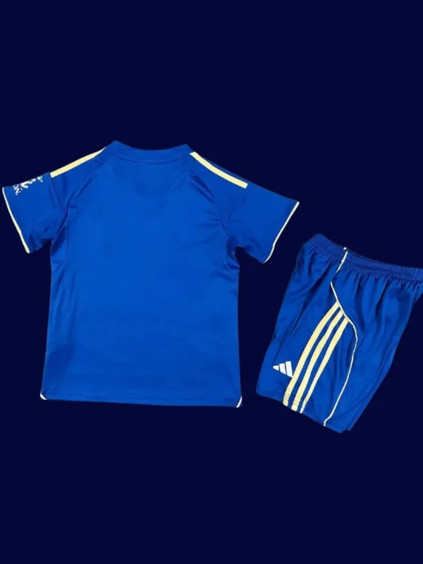 Leicester City Home Kids Kits 25/26 back with printed number area.