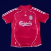 front view of Liverpool home red retro jersey (06/08) with crew neck.