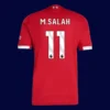 M.Salah Liverpool home red jersey back 25/26 with #11, high-quality breathable design.