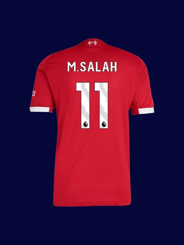 M.Salah Liverpool home red jersey back 25/26 with #11, high-quality breathable design.