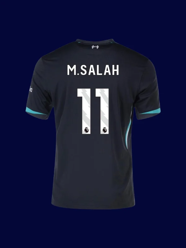 M.Salah Liverpool away black jersey back 24/25 with #11, high-quality breathable design.