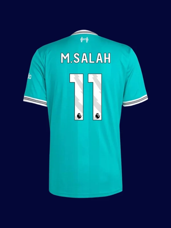M.Salah Liverpool third green jersey back 25/26 with #11, high-quality breathable design.