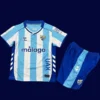 Malaga Bilbao Home Kids Kits 25/26 front with mini crest and child sizing.