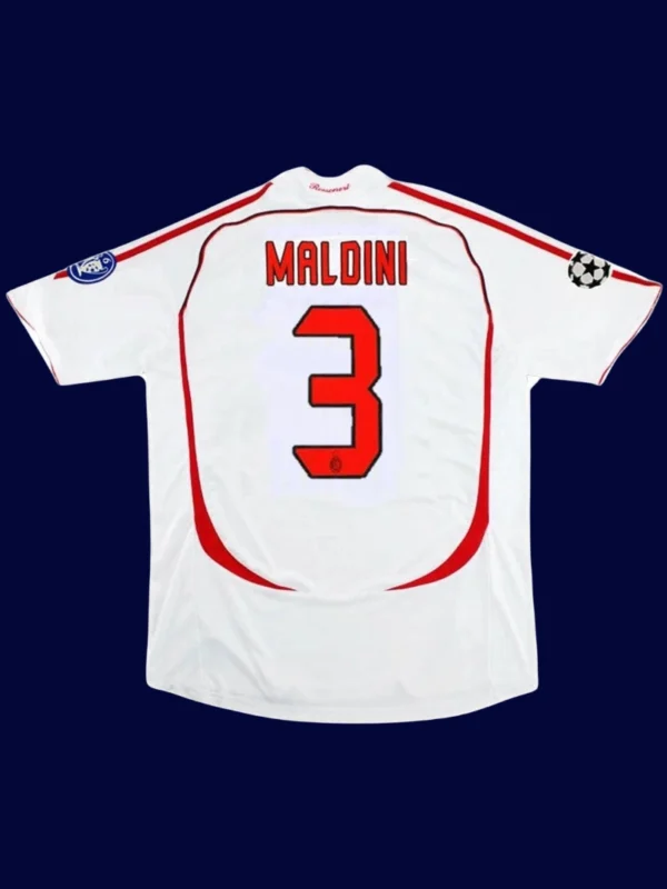 Maldini AC Milan UCL final away retro jersey back 06/07 with #3, high-quality breathable design.