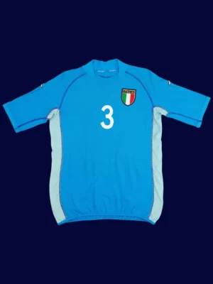 Maldini Italy home blue retro jersey front World Cup 2002, high-quality breathable fan gear.