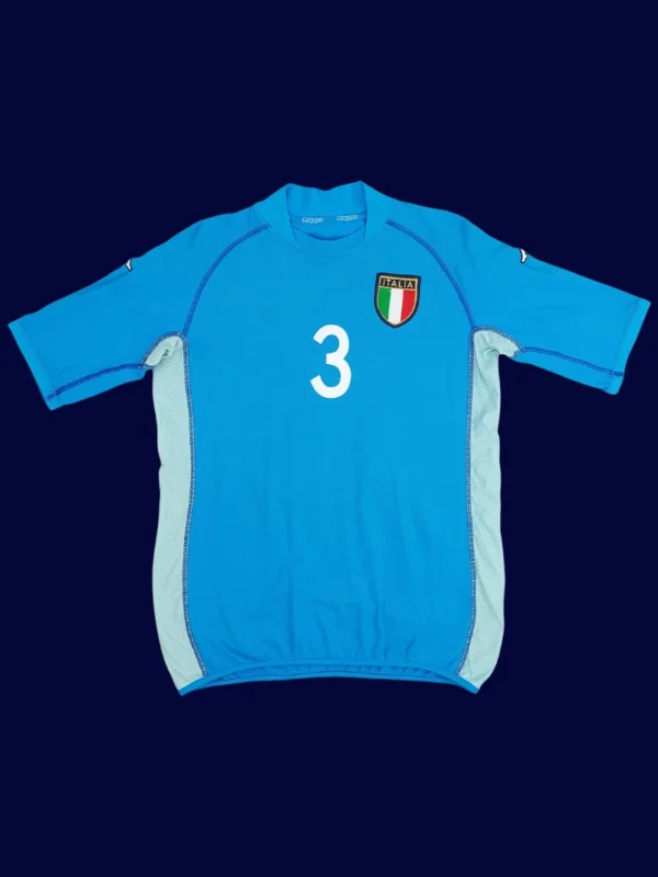 Maldini Italy home blue retro jersey front World Cup 2002, high-quality breathable fan gear.