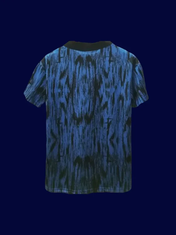 back view of away blue retro jersey (92/93) showing reinforced back panel.