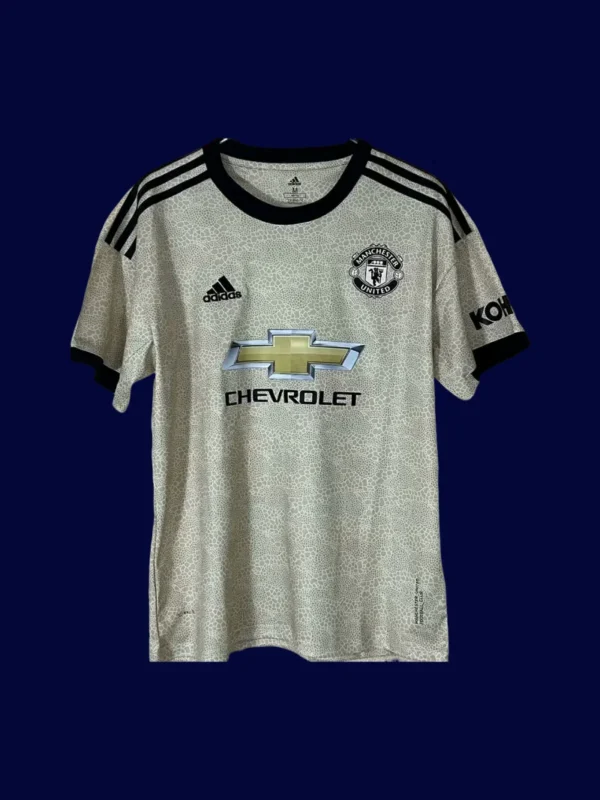 front view of Manchester United away retro jersey (19/20) with modern fit and classic trim.