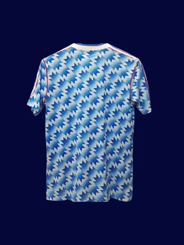 back view of away retro jersey (90/92) showing reinforced back panel for numbers.