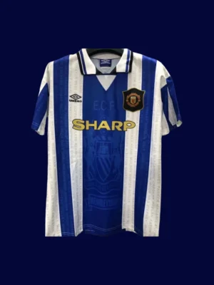front view of Manchester United away retro jersey (94/96) in classic away colors.