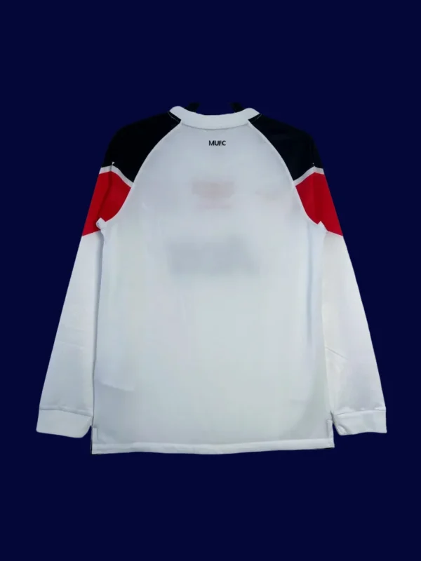 back view of away retro long sleeve jersey (10/11) showing clean back and number area.